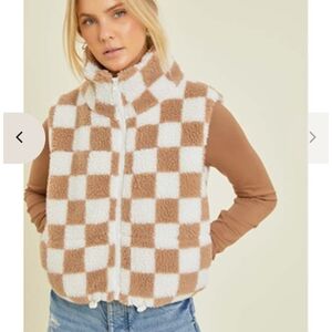 Wild Rose Fuzzy Vest in Brown and Cream